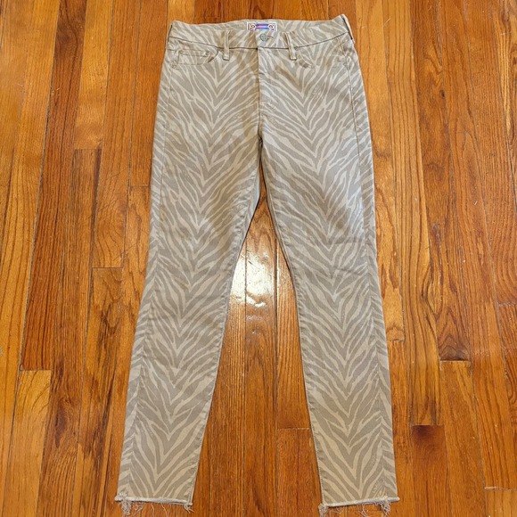 Mother Jeans Womens Sz 28 The Looker Ankle Fray Sweet Stripes Brown Tan - Picture 2 of 10
